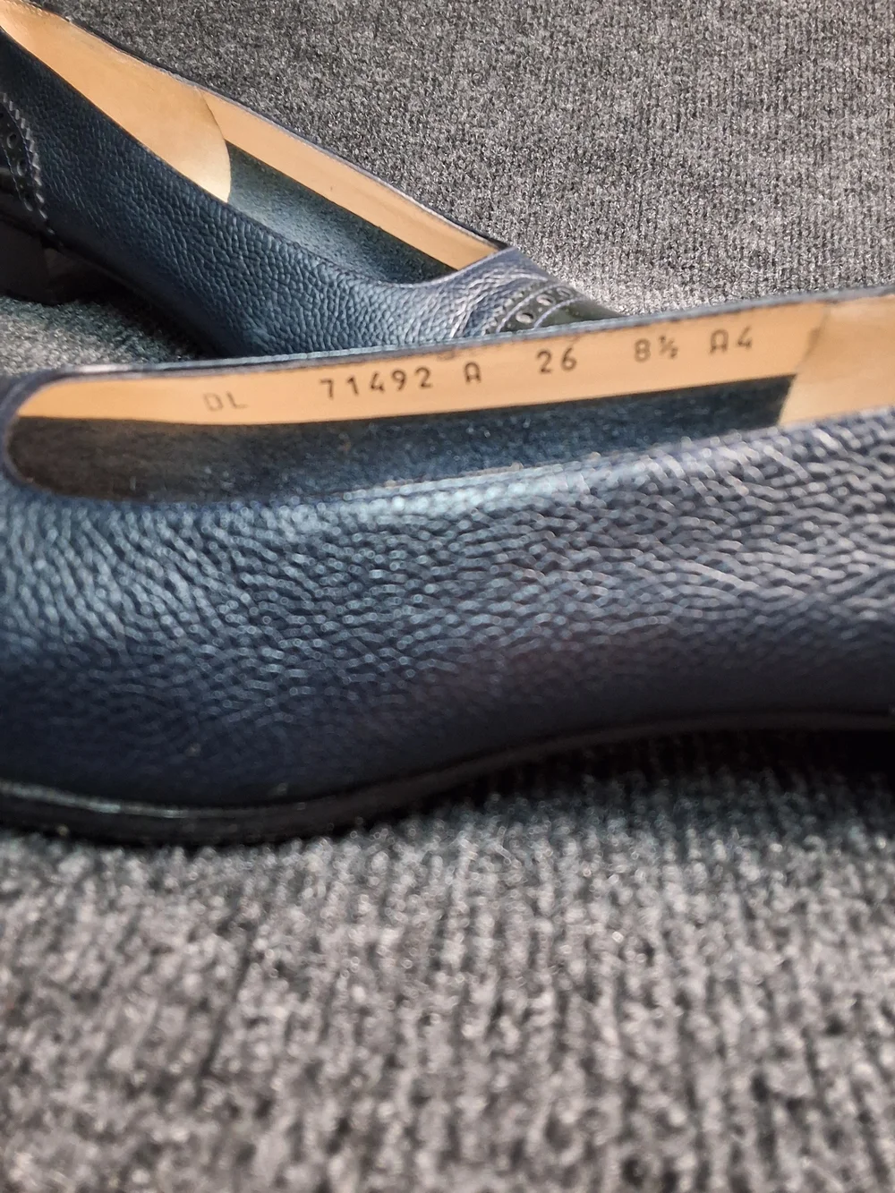 Salvatore Ferragamo Navy and Black Cap-Toe Leather Flats